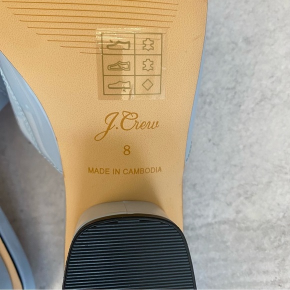 J. Crew || 1997 Mules in Patent Leather Icy Blue 8 Heels Slides Sandals - Picture 8 of 9